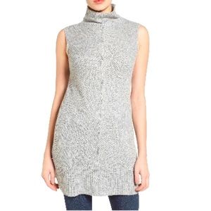 Halogen Women's Gray Sleeveless Tunic Sweater Cashmere & Merino Wool Size Medium